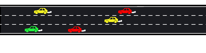 Road with cars (three colors)